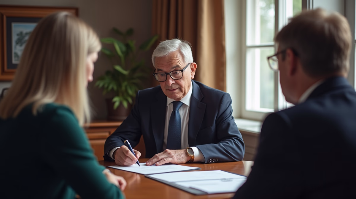 A California estate planning attorney is guiding the proper execution of estate planning documents with two disinterested witnesses observing the signing in a professional law office discussing: Are selfproving wills recognized nationwide