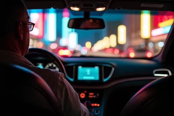 A man sitting in a rideshare car discussing the assault that occurred just before getting on the San Diego freeway.