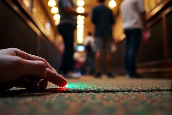 An uneven floor at a San Diego dining establishment creating a tripping hazard.