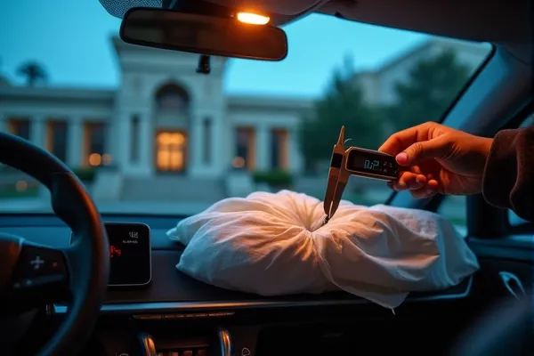 Defective vehicle component investigation in San Diego showing a airbag part for product liability evidence.