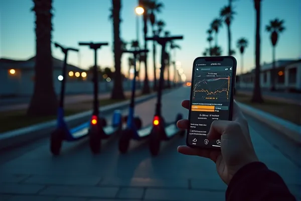 E-bikes parked blocking a sidewalk creating a pedestrian hazard.