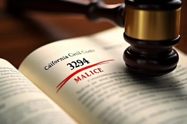 California Civil Code 3294 text highlighting (Malice} as the standard for punitive damages.