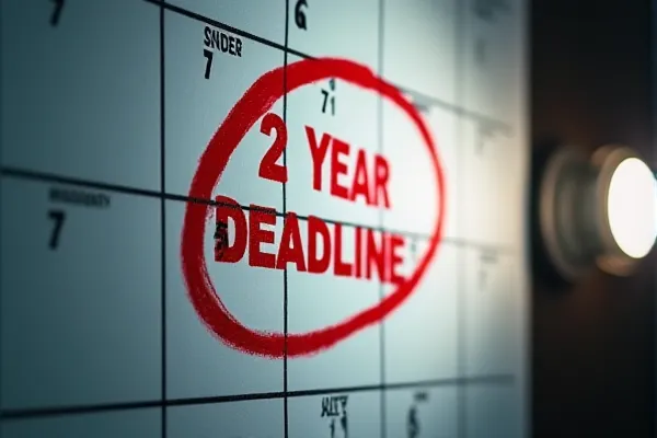 Two year statute of limitations deadline marked on a calendar.
