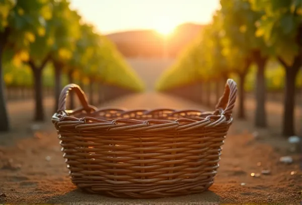 A harvest basket in an Escondido San Diego vineyard representing the auditing and collection phase of an estate plan review.