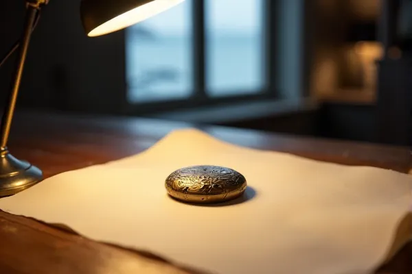 A singular instrument of authority rests on a clean surface, reflecting the organized and steady atmosphere of a private study.