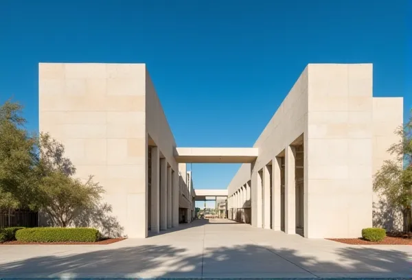 The symmetrical architecture of the Salk Institute against the Pacific horizon, representing the balance and dual-fiduciary protection of a California spousal trust.