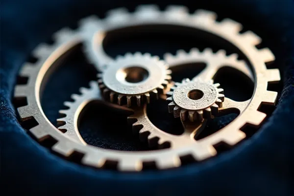 Two polished metal components of different sizes engage in a state of absolute and unified mechanical precision.