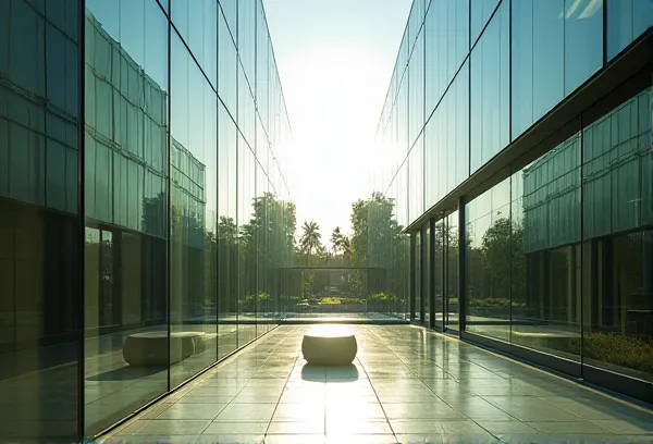 Geometric architectural shadows at the Salk Institute in San Diego, symbolizing the complex legal frameworks used in tax-driven trusts.