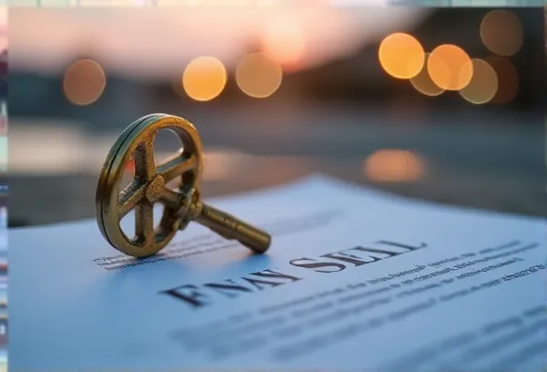 A brass nautical key resting on legal succession documents with a blurred view of Point Loma, representing the transfer of authority and legacy.